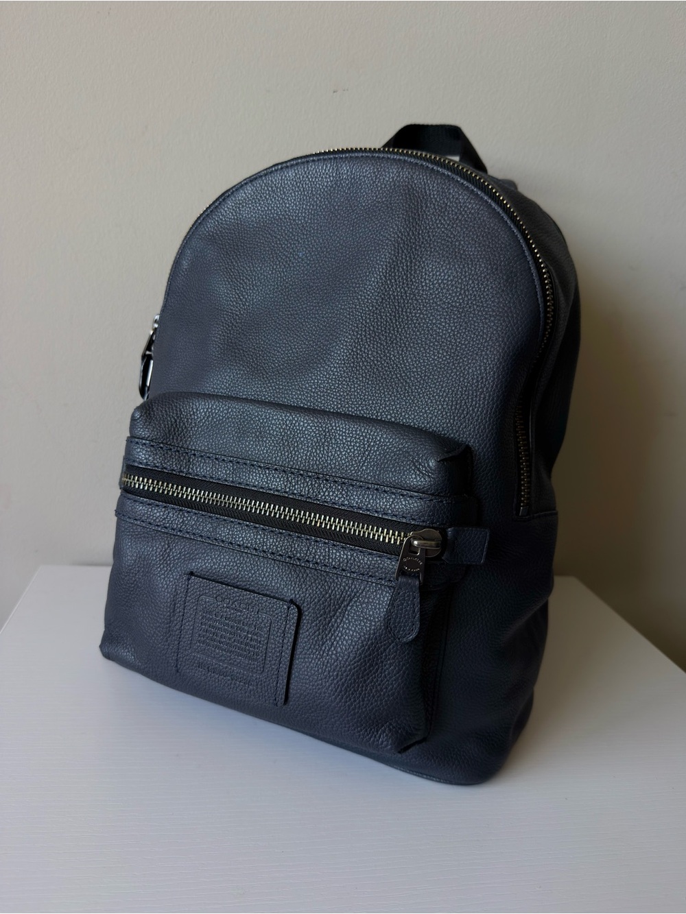 Coach Academy Navy Pebble Leather Backpack